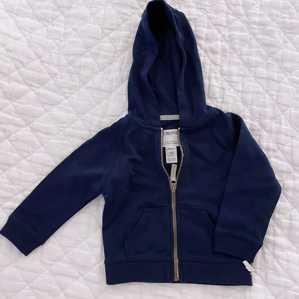 Carters navy zip up sweatshirt